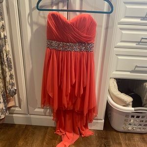 Hi-Low Coral Evening Dress